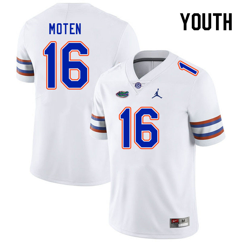 Youth #16 R.J. Moten Florida Gators College Football Jerseys Stitched Sale-White - Click Image to Close